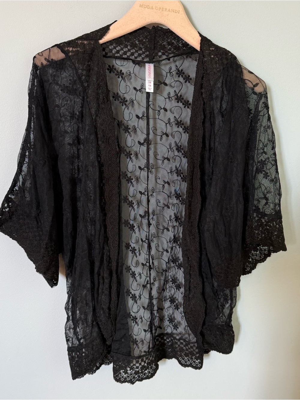 Xhilaration Sheer Black Lace Kimono Cover-Up